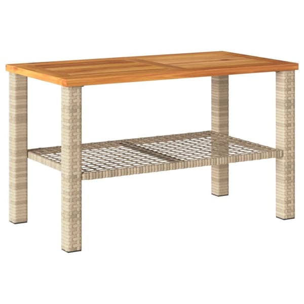 The Living Store havebord 70x38x42 cm polyrattan og akacietræ beige - Haveborde