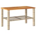 Miniatyrbillede 3 af 10: The Living Store havebord 70x38x42 cm polyrattan og akacietræ beige -  Haveborde