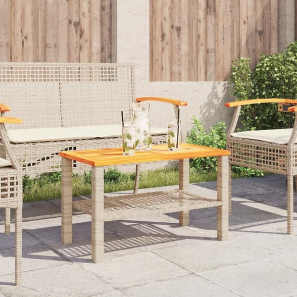 The Living Store havebord 70x38x42 cm polyrattan og akacietræ beige - Haveborde