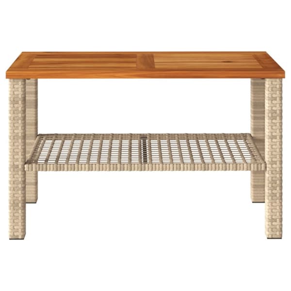 The Living Store havebord 70x38x42 cm polyrattan og akacietræ beige - Haveborde