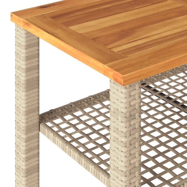 The Living Store havebord 70x38x42 cm polyrattan og akacietræ beige - Haveborde
