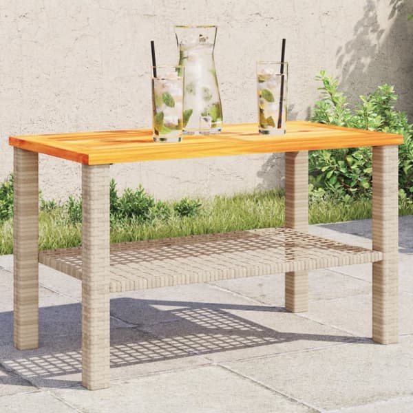 The Living Store havebord 70x38x42 cm polyrattan og akacietræ beige - Haveborde
