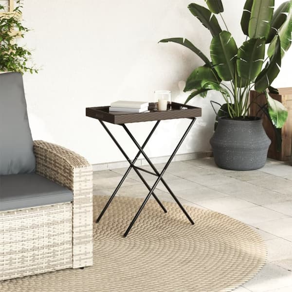 The Living Store bakkebord 65x40x75 cm polyrattan brun -  Haveborde