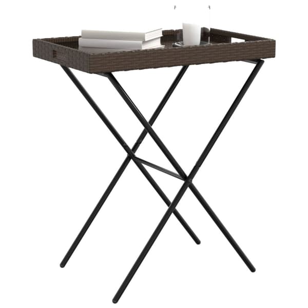 The Living Store bakkebord 65x40x75 cm polyrattan brun - Haveborde