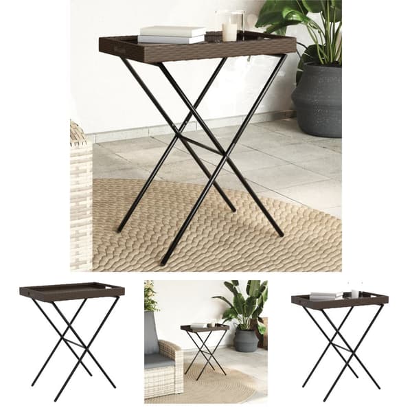 The Living Store bakkebord 65x40x75 cm polyrattan brun -  Haveborde