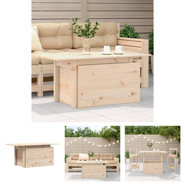 The Living Store havebord 100x50x75 cm massivt fyrretræ - Haveborde