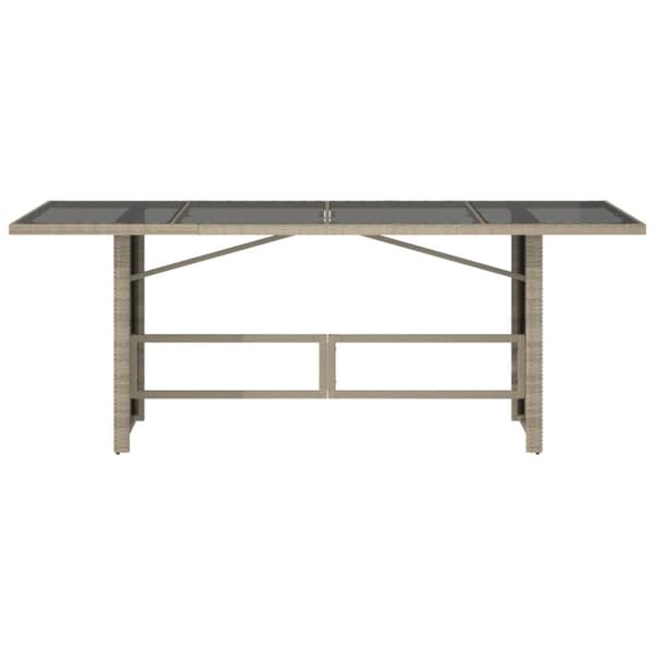 The Living Store havebord med glastop 190x80x74 cm polyrattan lysegrå -  Haveborde