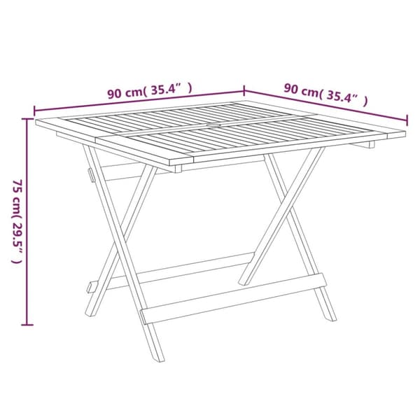 The Living Store Hopfällbart trädgårdsbord 90x90x75 cm massivt akaciaträ -  Utebord