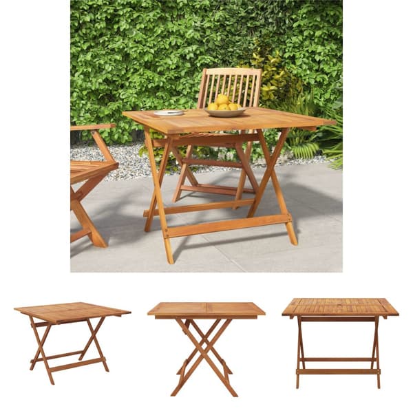 The Living Store Hopfällbart trädgårdsbord 90x90x75 cm massivt akaciaträ - Utebord