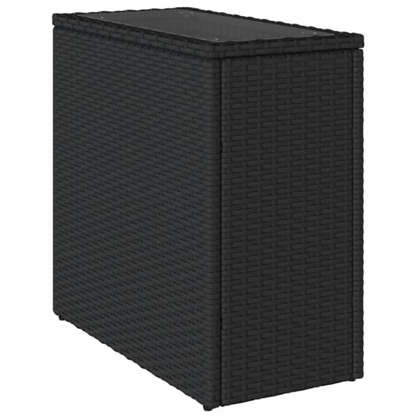 The Living Store havebord med glastop 58x27,5x55 cm polyrattan sort - Haveborde