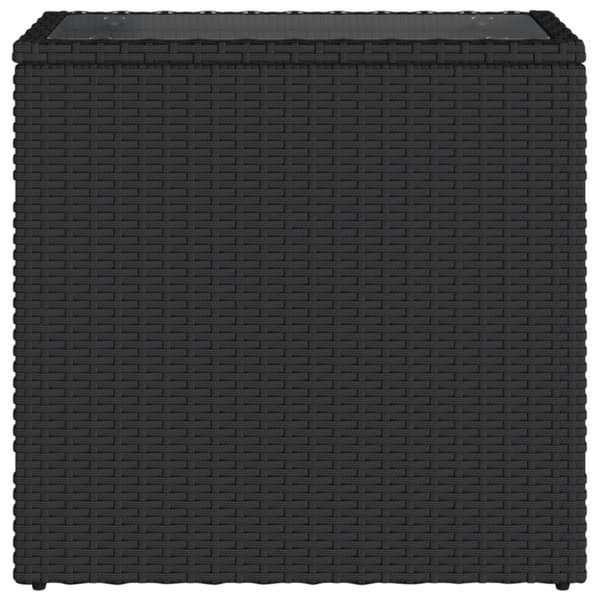 The Living Store havebord med glastop 58x27,5x55 cm polyrattan sort - Haveborde