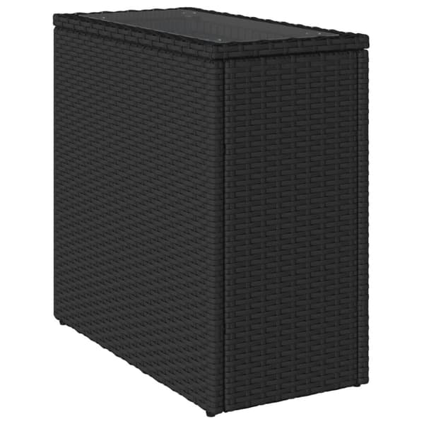 The Living Store havebord med glastop 58x27,5x55 cm polyrattan sort - Haveborde