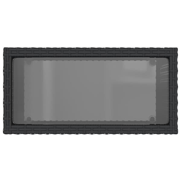 The Living Store havebord med glastop 58x27,5x55 cm polyrattan sort - Haveborde