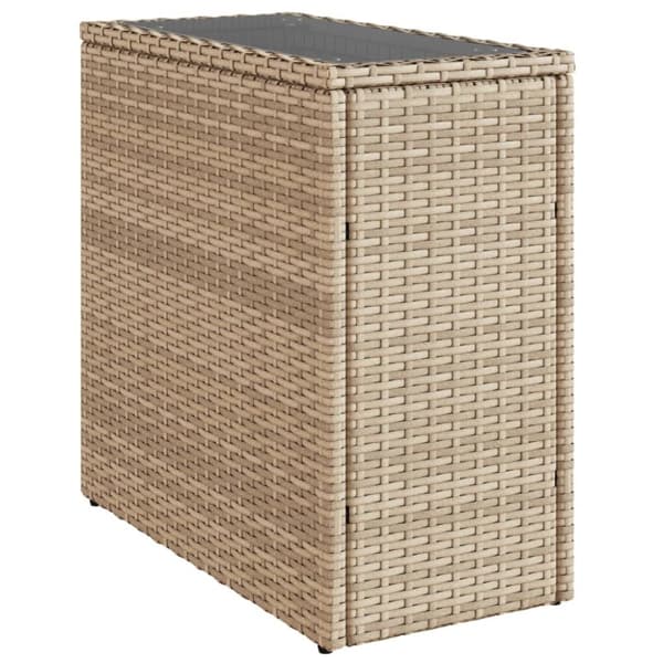 The Living Store havebord med glastop 58x27,5x55 cm polyrattan beige - Haveborde