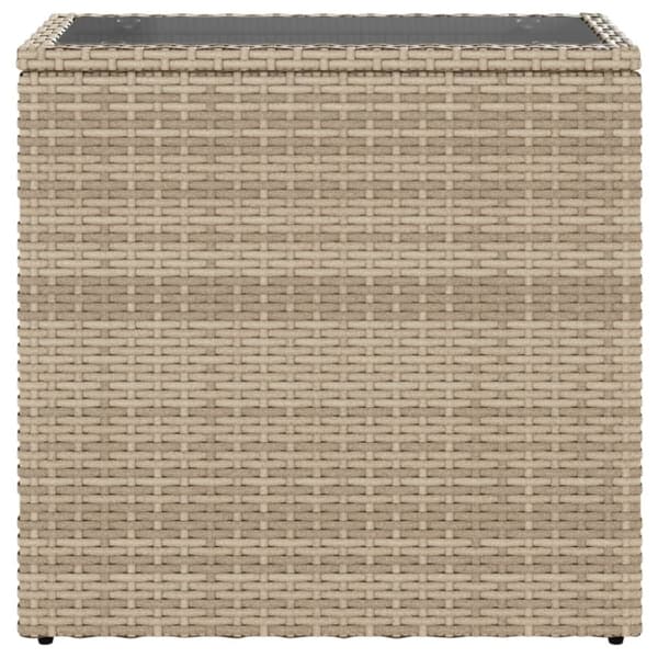 The Living Store havebord med glastop 58x27,5x55 cm polyrattan beige - Haveborde