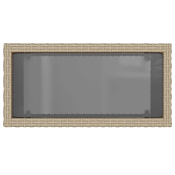 The Living Store havebord med glastop 58x27,5x55 cm polyrattan beige - Haveborde