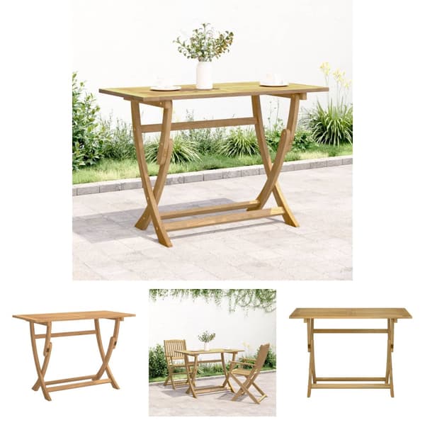 The Living Store Kokoontaittuva puutarhapöytä 110x55x75 cm täysi akasiapuu - Ulkopöydät