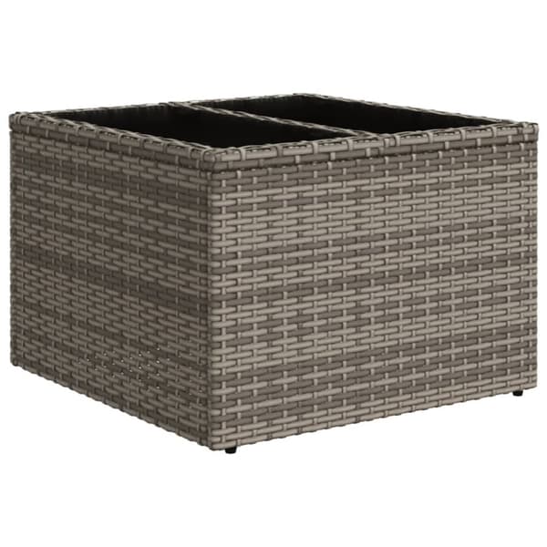 The Living Store havebord med glastop 55x55x37 cm polyrattan grå - Haveborde