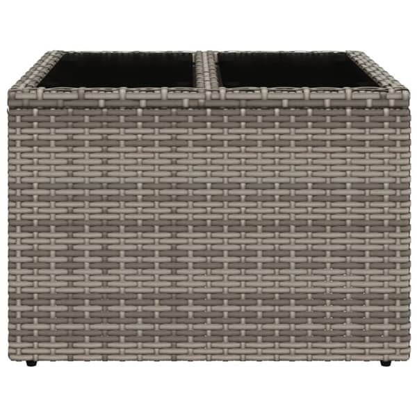 The Living Store havebord med glastop 55x55x37 cm polyrattan grå - Haveborde