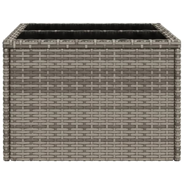 The Living Store havebord med glastop 55x55x37 cm polyrattan grå - Haveborde