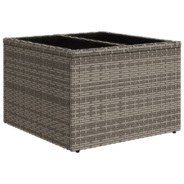 The Living Store havebord med glastop 55x55x37 cm polyrattan grå - Haveborde