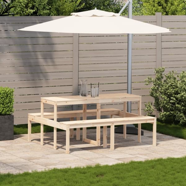 The Living Store picnicbord 160x134x75 cm massivt fyrretræ - Haveborde
