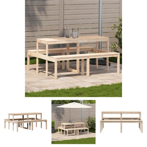 The Living Store picnicbord 160x134x75 cm massivt fyrretræ -  Haveborde