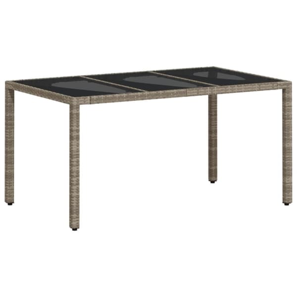 The Living Store havebord med glastop 150x90x75 cm polyrattan lysegrå - Haveborde