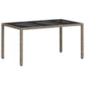 Miniatyrbillede 3 af 11: The Living Store havebord med glastop 150x90x75 cm polyrattan lysegrå -  Haveborde