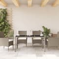 Miniatyrbillede 4 af 11: The Living Store havebord med glastop 150x90x75 cm polyrattan lysegrå -  Haveborde