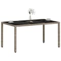 Miniatyrbillede 5 af 11: The Living Store havebord med glastop 150x90x75 cm polyrattan lysegrå -  Haveborde