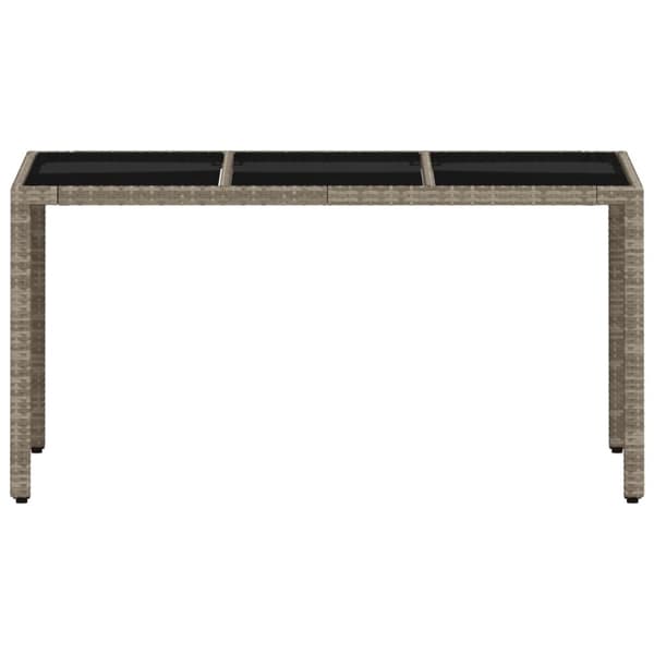 The Living Store havebord med glastop 150x90x75 cm polyrattan lysegrå - Haveborde