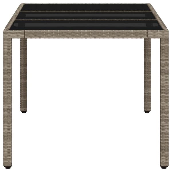 The Living Store havebord med glastop 150x90x75 cm polyrattan lysegrå - Haveborde
