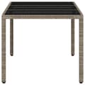 Miniatyrbillede 7 af 11: The Living Store havebord med glastop 150x90x75 cm polyrattan lysegrå -  Haveborde