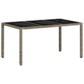 Miniatyrbillede 8 af 11: The Living Store havebord med glastop 150x90x75 cm polyrattan lysegrå -  Haveborde