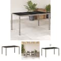 Miniatyrbillede 1 af 11: The Living Store havebord med glastop 150x90x75 cm polyrattan lysegrå -  Haveborde