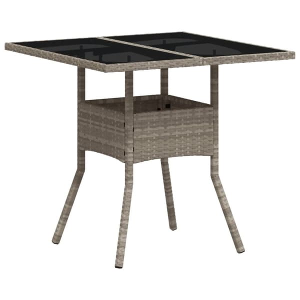 The Living Store havebord med glastop 80x80x75 cm polyrattan lysegrå - Haveborde