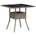 Miniatyrbillede 3 af 11: The Living Store havebord med glastop 80x80x75 cm polyrattan lysegrå -  Haveborde