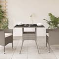 Miniatyrbillede 4 af 11: The Living Store havebord med glastop 80x80x75 cm polyrattan lysegrå -  Haveborde