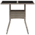 Miniatyrbillede 6 af 11: The Living Store havebord med glastop 80x80x75 cm polyrattan lysegrå -  Haveborde