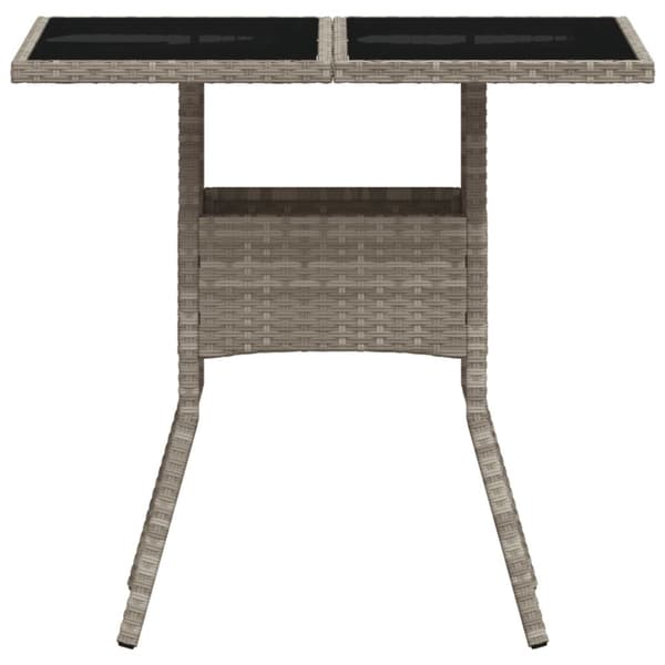 The Living Store havebord med glastop 80x80x75 cm polyrattan lysegrå -  Haveborde