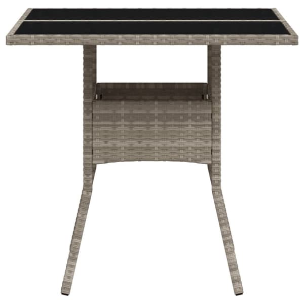 The Living Store havebord med glastop 80x80x75 cm polyrattan lysegrå - Haveborde