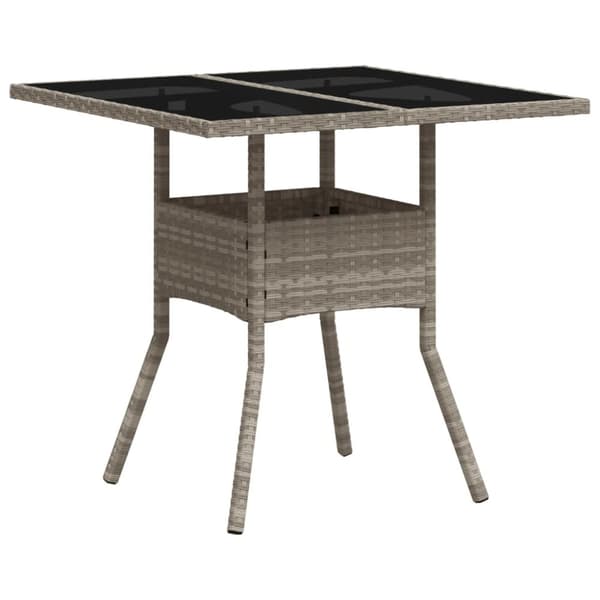 The Living Store havebord med glastop 80x80x75 cm polyrattan lysegrå - Haveborde
