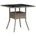 Miniatyrbillede 8 af 11: The Living Store havebord med glastop 80x80x75 cm polyrattan lysegrå -  Haveborde