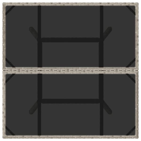 The Living Store havebord med glastop 80x80x75 cm polyrattan lysegrå - Haveborde