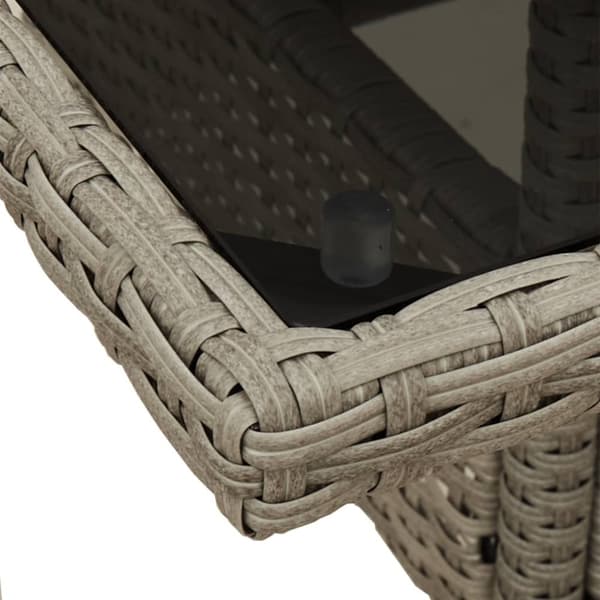The Living Store havebord med glastop 80x80x75 cm polyrattan lysegrå - Haveborde