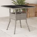 Miniatyrbillede 2 af 11: The Living Store havebord med glastop 80x80x75 cm polyrattan lysegrå -  Haveborde