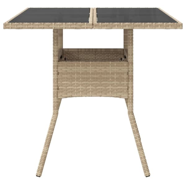 The Living Store Trädgårdsbord med glasskiva beige 80x80x75 cm konstrotting - Utebord