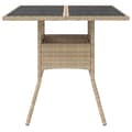 Miniatyrbild 5 av 11: The Living Store Trädgårdsbord med glasskiva beige 80x80x75 cm konstrotting -  Utebord