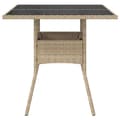 Miniatyrbild 6 av 11: The Living Store Trädgårdsbord med glasskiva beige 80x80x75 cm konstrotting -  Utebord